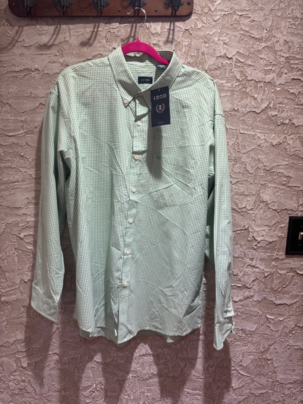 Izod Men's Mint Green Micro-Check Button-Down Shirt